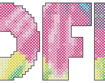 Custom Tie Dye Name Plate Counted Cross Stitch PDF Chart only, personalized for you