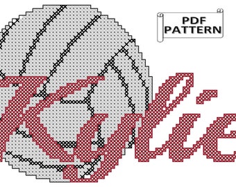 Personalized Volleyball Cross Stitch Pattern: Custom Name PDF Chart