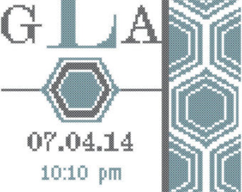 Modern Monogram Cross Stitch Pattern Honeycomb Border Cross Stitch Pattern Modern wedding cross stitch pattern baby cross stitch pattern