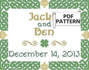 Modern Wedding Cross Stitch Pattern: Celtic Knot Border (PDF Pattern)