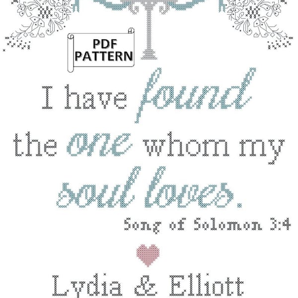 Wedding Cross Stitch Pattern: Song of Solomon, Doves (PDF Pattern)