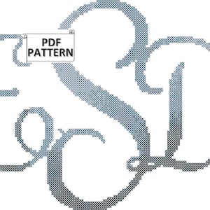 May include: A cross-stitch pattern featuring the intertwined letters "E" and "S" and "D" in a gradient blue color. The words "PDF PATTERN" are in a white rectangle at the top. The design is on a white background.