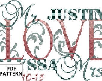 Mr & Mrs Wedding Cross Stitch Pattern: Personalized Love Design (PDF Pattern)