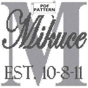 Name with Initial Cross Stitch PDF Pattern, Modern Wedding Cross Stitch Pattern Anniversary Cross Stitch Patter,n