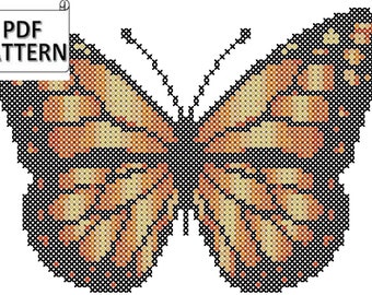 Monarch Butterfly Cross Stitch Pattern: Modern Nature Xstitch (PDF)