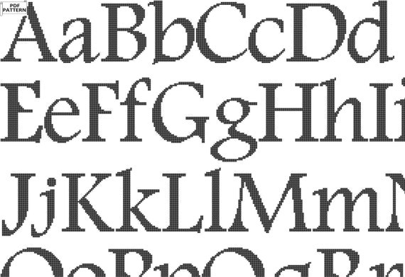 アルファベットのクロスステッチパターン：大文字と小文字のA～Z（PDF
