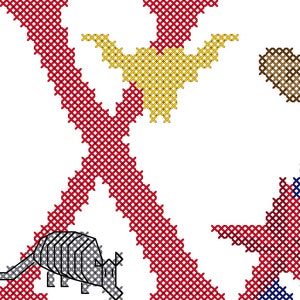 Patrón de punto de cruz en PDF de Texas: nombre de ciudad, estado y país con imágenes coordinadas en cada letra. Patrones de punto de cruz