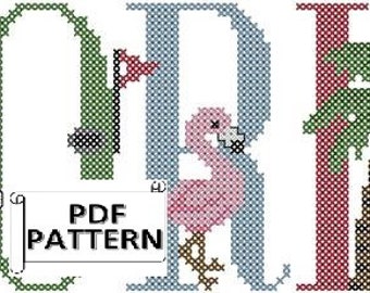 Florida State Cross Stitch PDF Pattern, Florida Famous Art, Florida Wedding Cross Stitch, Florida Housewarming Cross Stitch, Florida Wedding