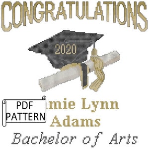 Modèle PDF de point de croix de début, modèle de point de croix de graduation, modèle de point de croix diplômé, modèle de point de croix d’université