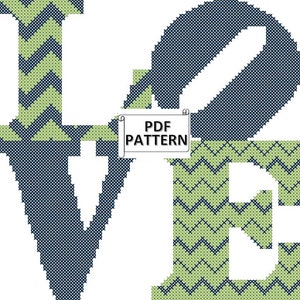 Padrão de pdf de ponto cruz de casamento, padrão de ponto cruz de amor, padrão de ponto cruz de amor chevron, padrão de ponto cruz de aniversário