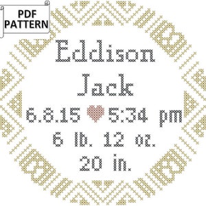 Baby Birth Record Ornament Cross Stitch PDF Pattern, small baby cross stitch pattern, easy baby cross stitch pattern, quick baby stitch