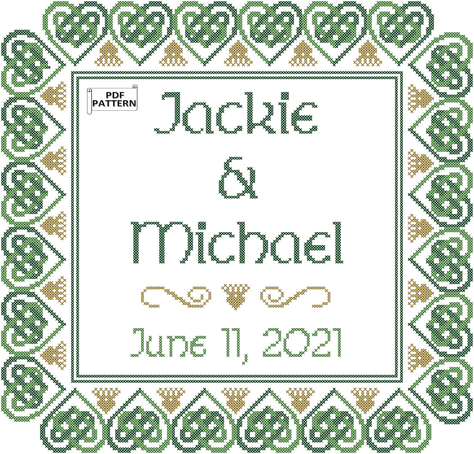 Celtic Knot Heart Boarder Cross Stitch PDF Pattern Modern Etsy