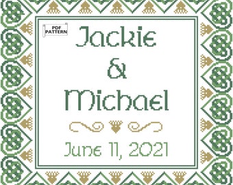 Celtic Knot Heart Wedding Sampler Cross Stitch Pattern (PDF Pattern)