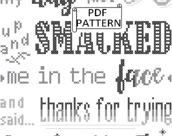 Snarky Cross Stitch Pattern: My Day Smacked Me (PDF Pattern)