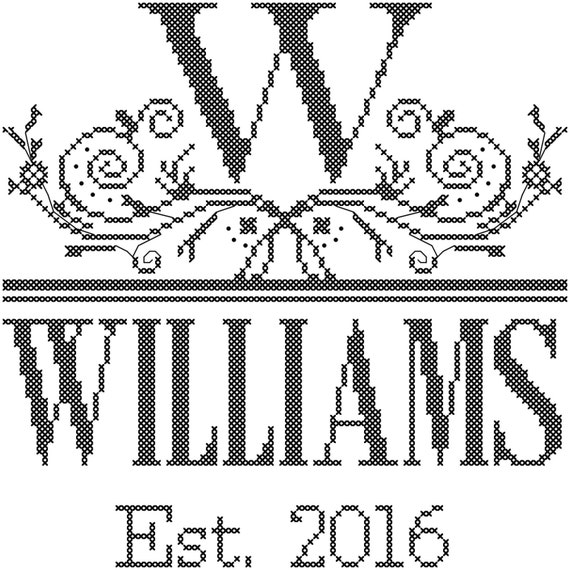 Family name cross stitch pattern Initial and name cross | Etsy