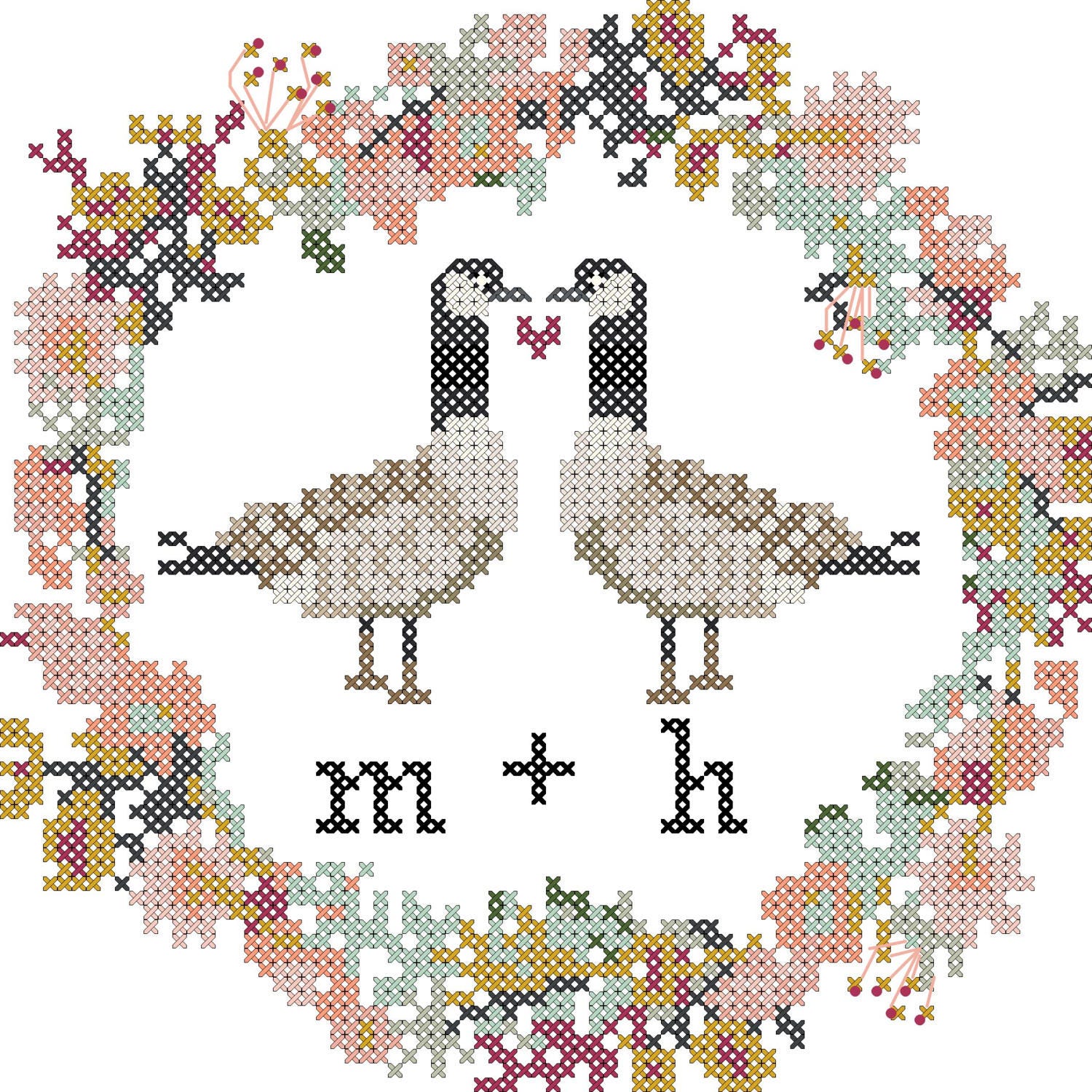 Modern Wedding Cross Stitch Pattern Canadian Geese Cross | Etsy