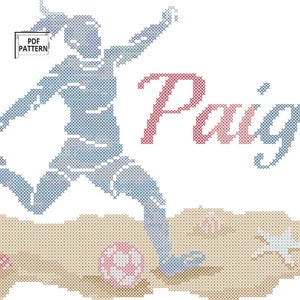 Beach Soccer Silhouette Personalized Cross Stitch Pattern (PDF)