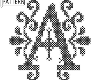 Letter A Cross Stitch Pattern: Modern Monogram Initial (Digital Download)