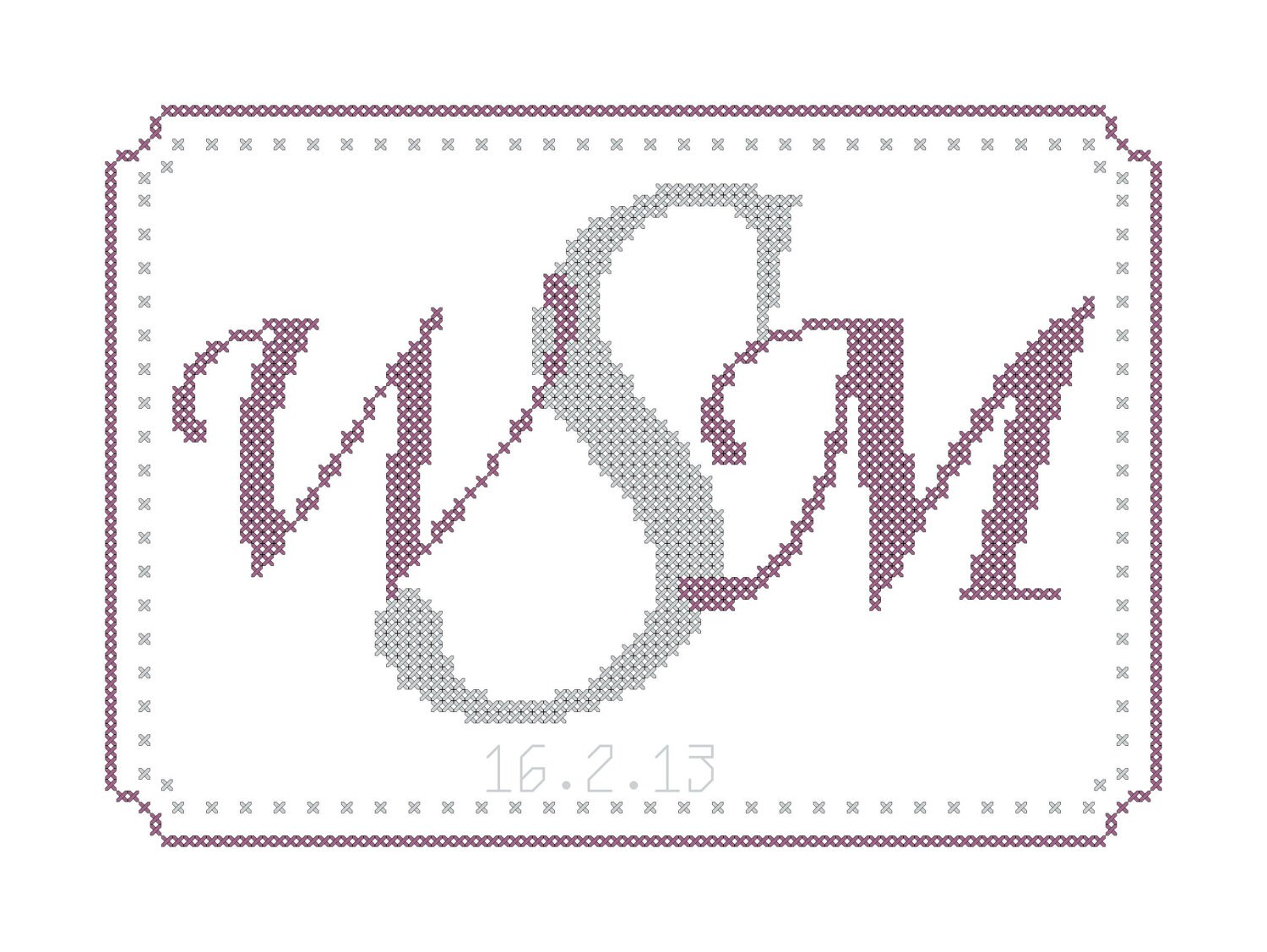 Modern Monogram Cross Stitch Pattern with simple counted cross Etsy