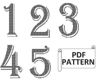 Wedding Table Numbers 1-10 PDF Cross Stitch Pattern, Cross Stitch Table Numbers, Numbers Cross Stitch, Cross Stitch Number Patterns