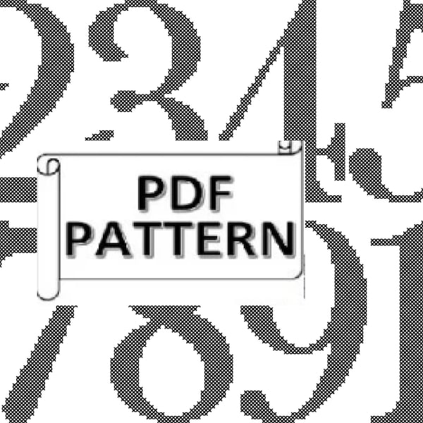 Four Inch Numbers 1-10 Counted Cross Stitch PDF Pattern for Immediate Digital Download