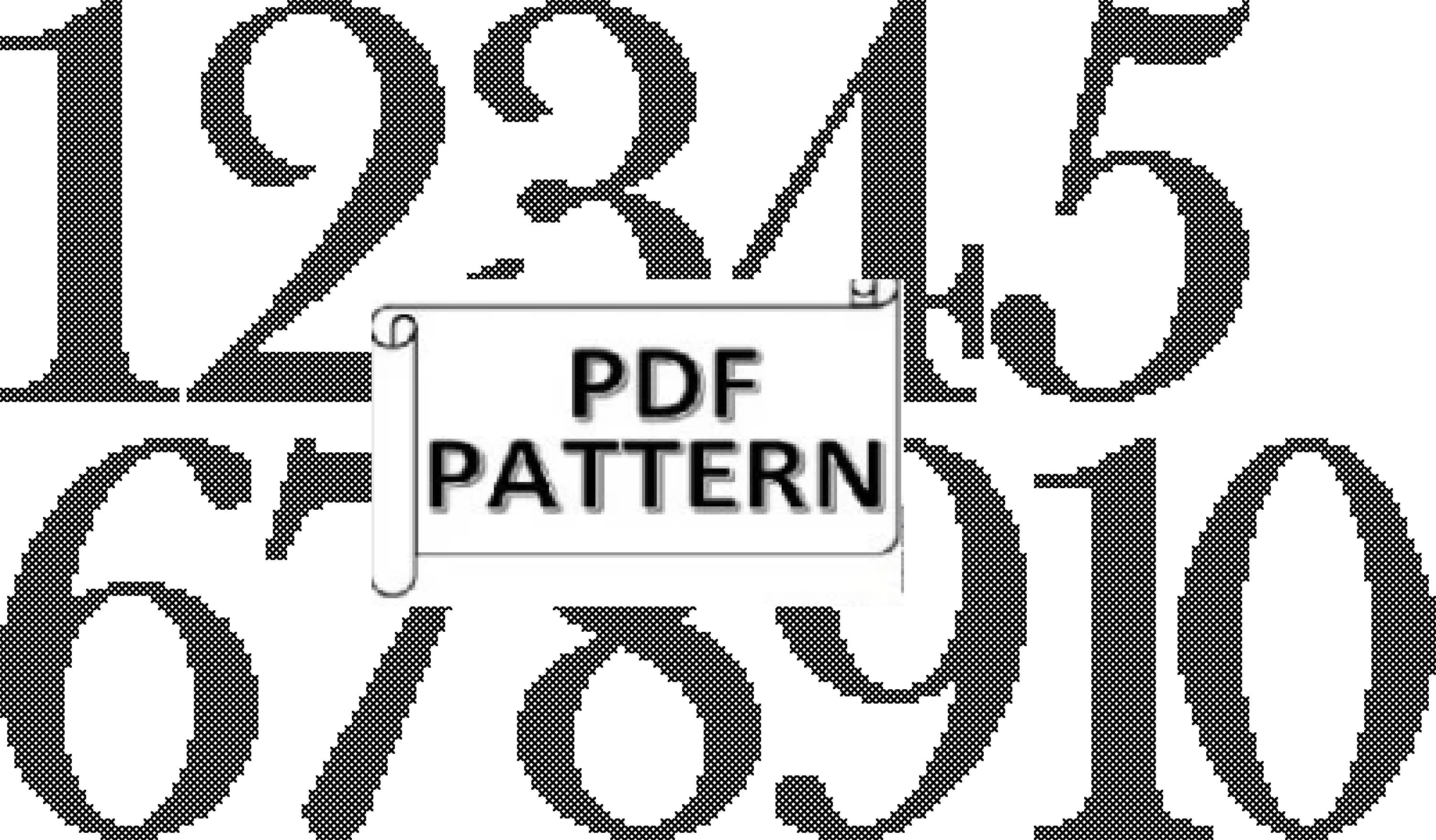 Four Inch Numbers 1-10 Counted Cross Stitch PDF Pattern for Immediate Digital Download