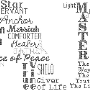 I AM God words synonyms modern religious biblical counted cross stitch PDF pattern, 2 styles come with this listing