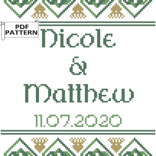 Modern Wedding Cross Stitch PDF Pattern With Celtic Knot Etsy