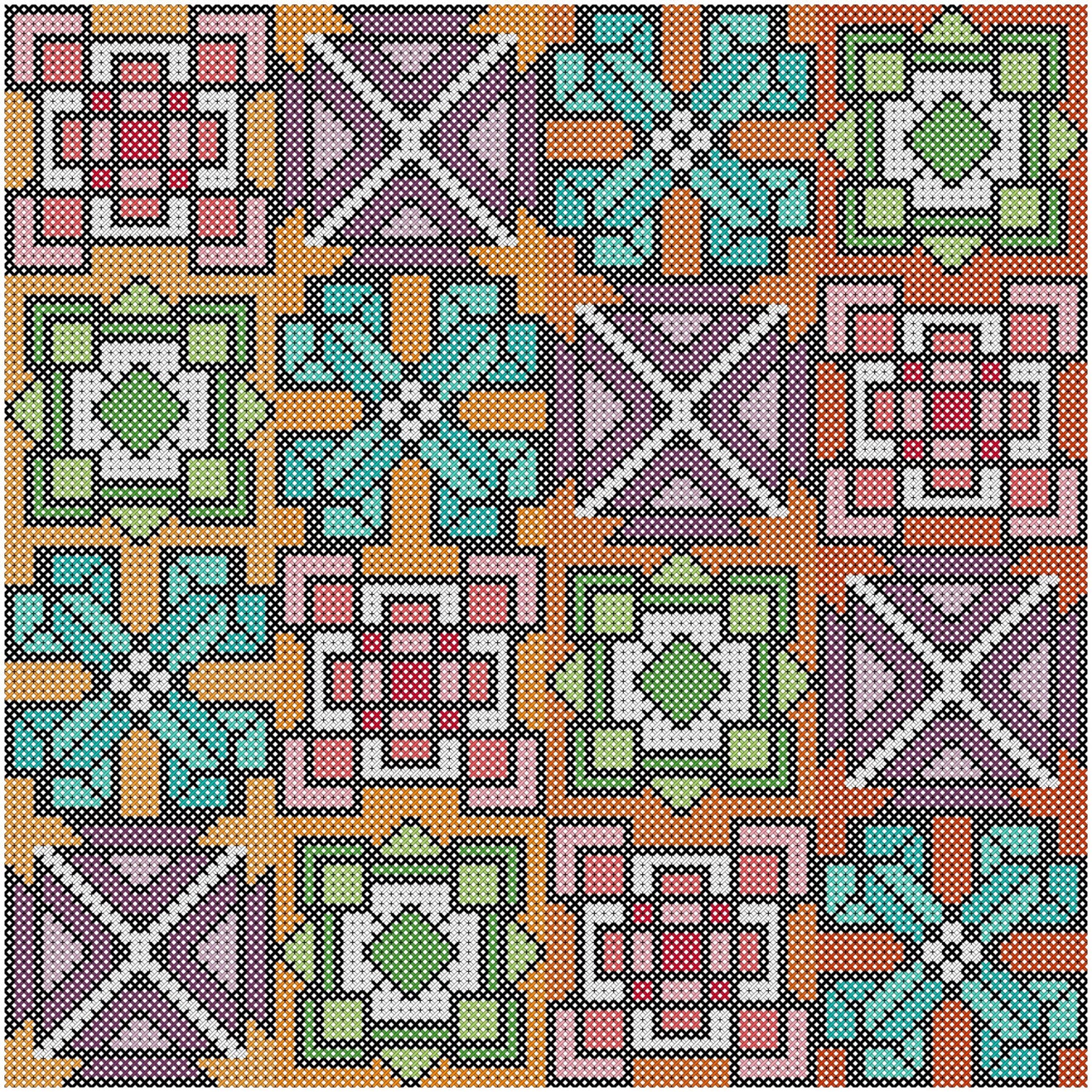 Colorful geometric cross stitch pattern colorful cross stitch | Etsy