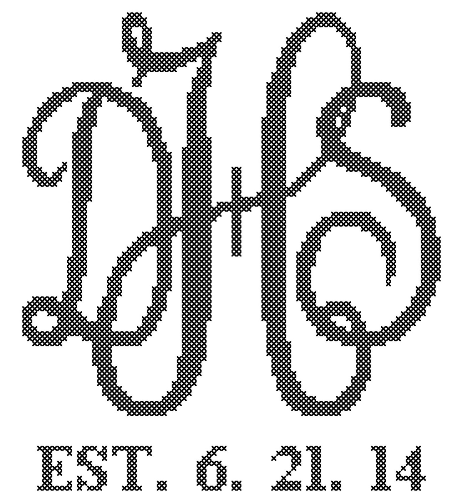 Interlocking Monogram Counted Cross Stitch PDF Pattern Modern Etsy