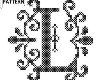 Modern Letter L Cross Stitch Pattern: Fancy Monogram (PDF Pattern)