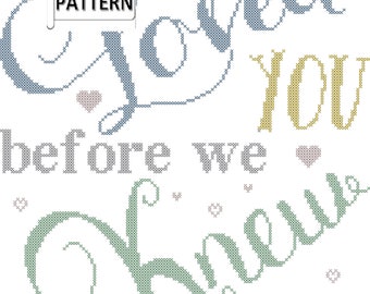 We Loved You Before We Knew You Counted Cross Stitch Digital PDF Chart for Immediate download Pastels Hearts New Baby Cross Stitch Pattern