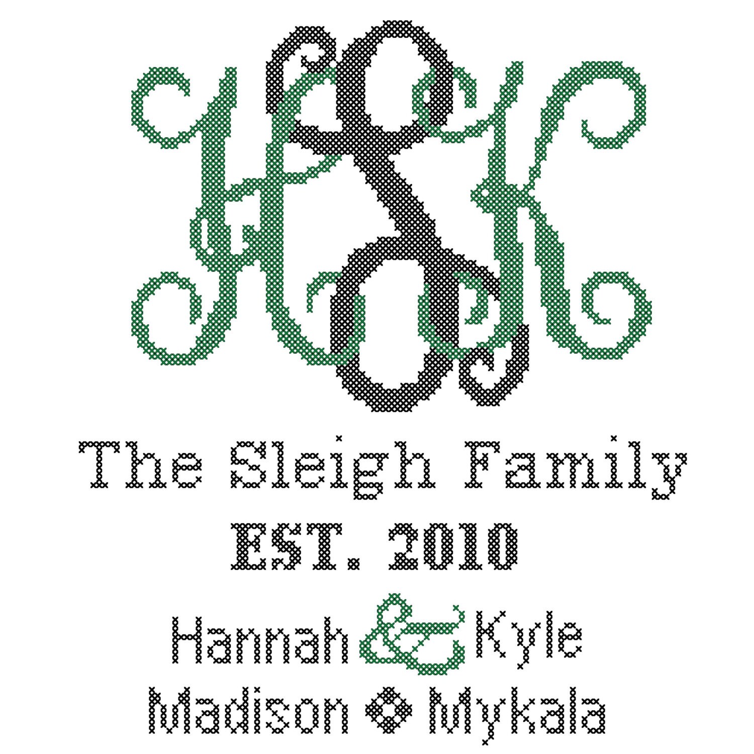 Interlocking Monogram Cross Stitch Pattern Modern Monogram Etsy