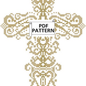 Baptism Cross Stitch PDF Pattern, Religious Cross Stitch Pattern, Ornate fancy Cross Stitch Cross, Church Cross Stitch Pattern, Bible cross