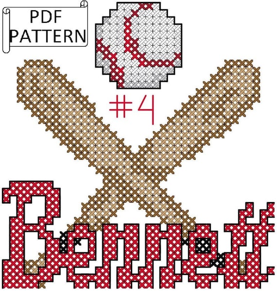 Baseball Bats Crossed With Name And Number Cross Stitch Pdf Etsy