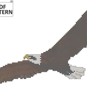 Weißkopfseeadler im Flug Natur Vogel Kreuzstich PDF-Diagramm, Adler Kreuzstich PDF-Muster, Natur-Kreuzstich-Diagramm, Adler im Flug