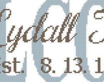 Large Welcome Sign with Family Name and Established Date Cross Stitch PDF Pattern