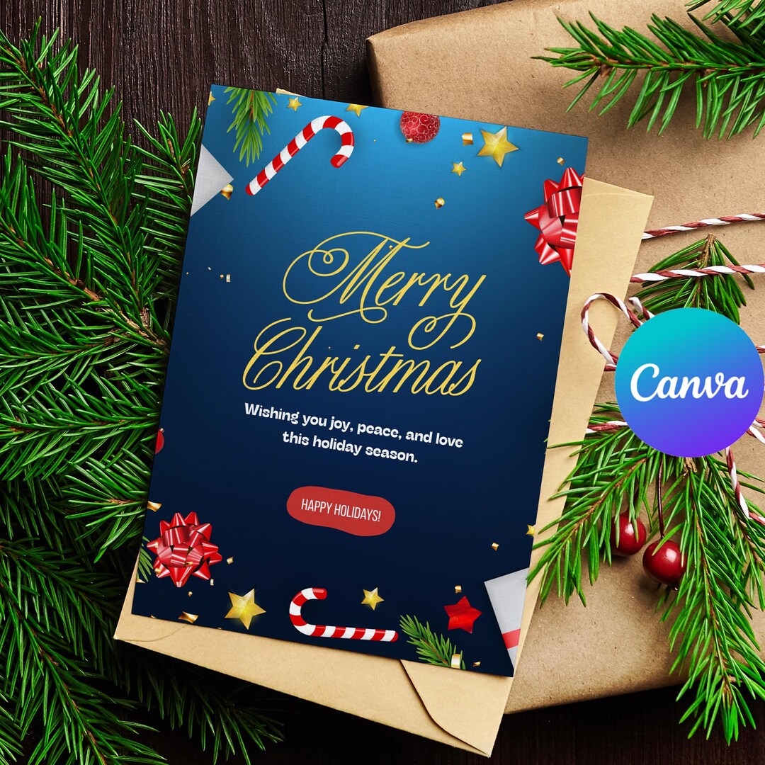 Canva Christmas Card Template – Editable Christmas Card Template - Etsy