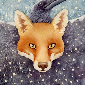 Jeu de 6 cartes renard et corbeau