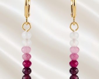 Sweetheart Pink Ombré Beaded Earrings | Stainless Steel Hoops | Cupid Collection