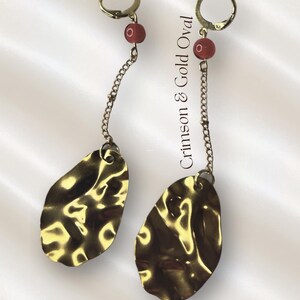 Amore Pendant Earrings | Sunstone and Pearl Stainless Steel | Valentine's Inspired Crimson-GoldOval