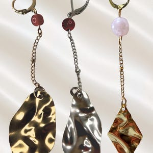 Amore Pendant Earrings | Sunstone and Pearl Stainless Steel | Valentine's Inspired image 1