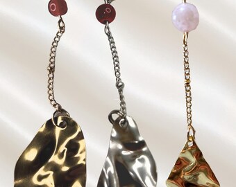 Amore Pendant Earrings | Sunstone and Pearl Stainless Steel | Valentine's Inspired