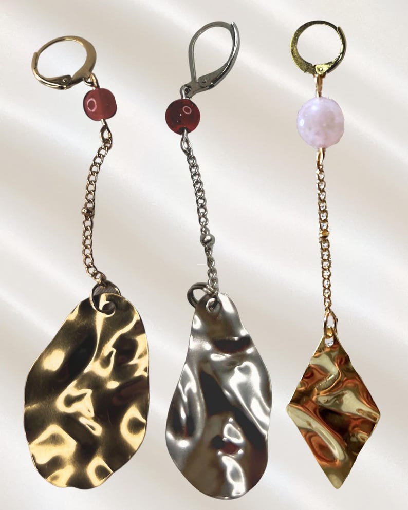 Amore Pendant Earrings | Sunstone and Pearl Stainless Steel | Valentine's Inspired image 1