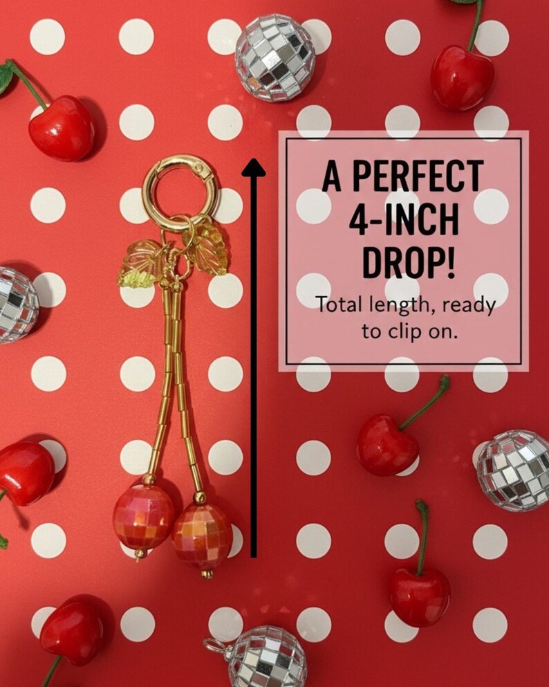Custom Disco Cherries | Durable Fine Jewelry | Bag Charm | Fruit Charm bild 7
