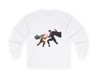 Superhero Action Long Sleeve Tee, Perfect Gift for Comic Fans, Unisex Cotton Shirt, Everyday Wear, Birthday Present, Casual Style