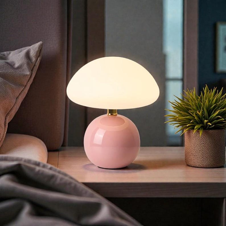Lámpara de mesa LED moderna con forma de hongo / Lámpara de noche retro