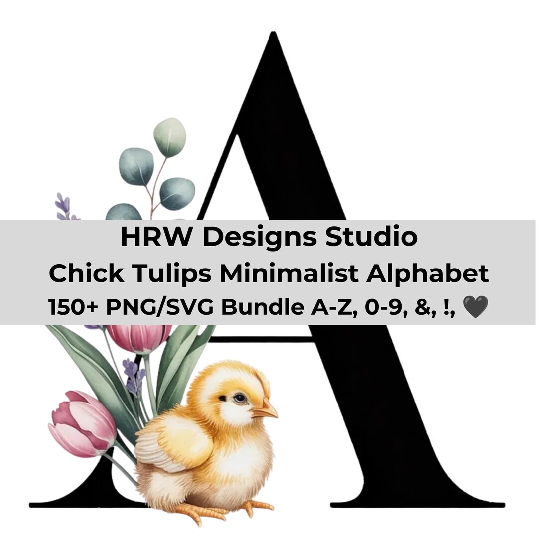 Baby Chick Floral Alphabet PNG SVG Bundle, Nursery Monogram Letters A-Z ...