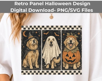 Golden Retriever Halloween PNG SVG, Geisterhund Kürbis Design, Spooky Dog Sublimation