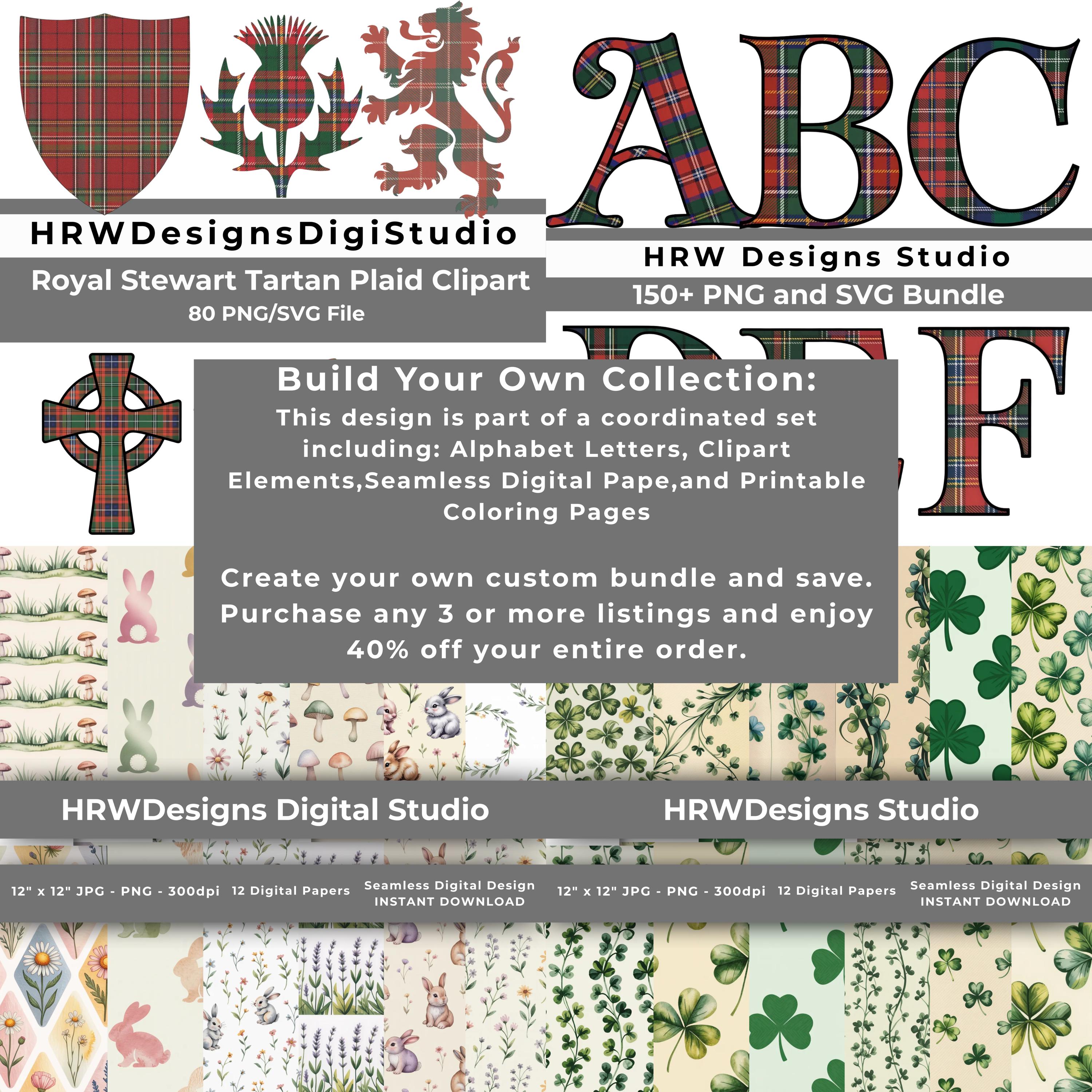 Royal Stewart Tartan Digital Paper Vol 1 PNG JPG, Scottish Plaid ...